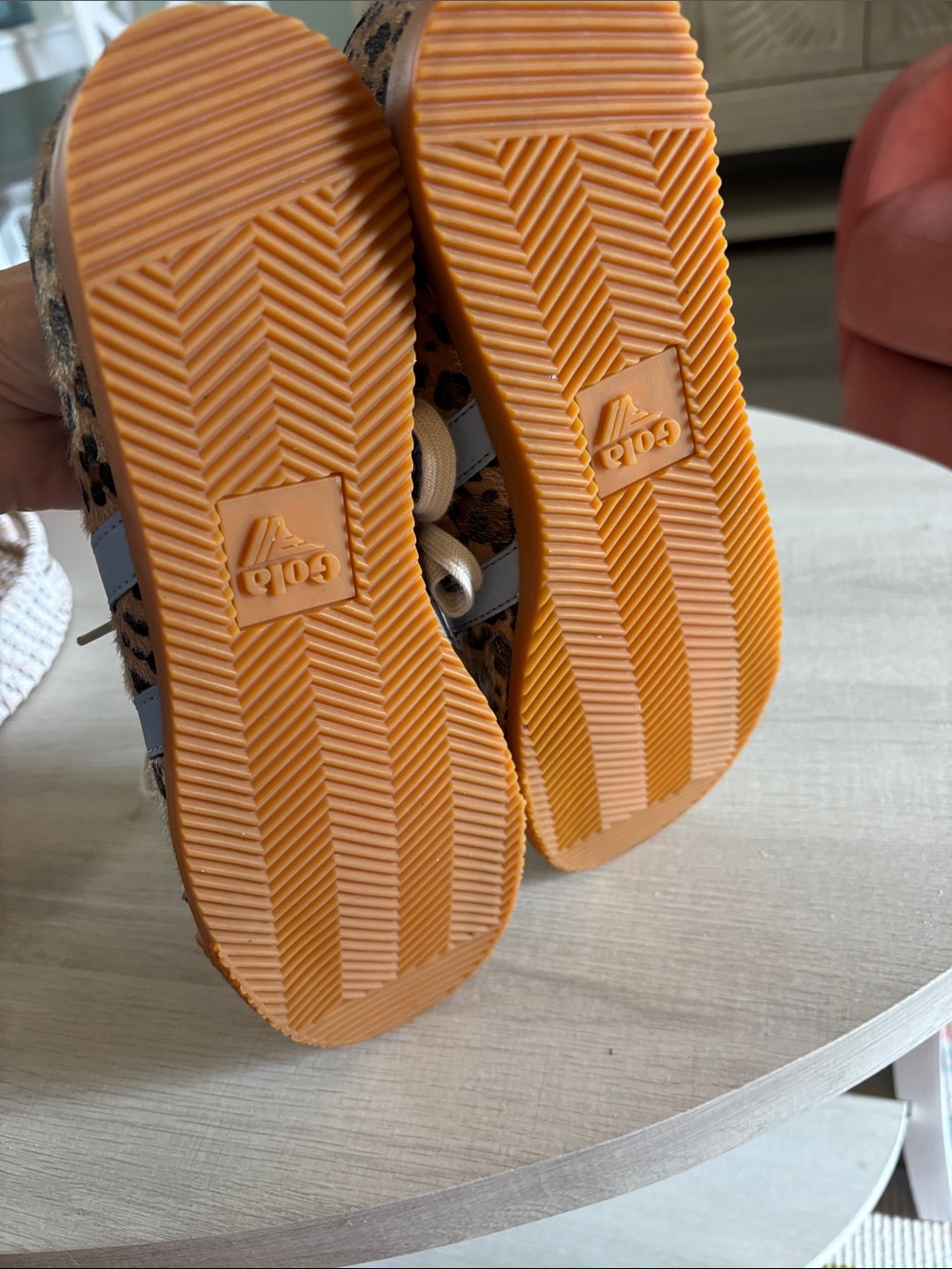 Gola Leopard Print Athletic Sneakers w/Light Blue Stripes- Anthropologie Collab - Picture 3 of 4